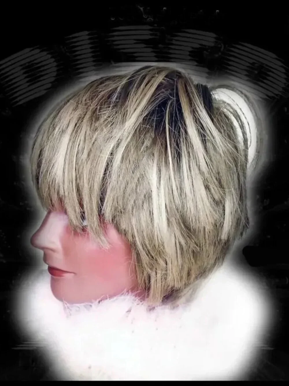 Shaggy Bob Wig, Multi-Toned Blonde, Heavy Bangs Glam Rock Courtney Love Grunge